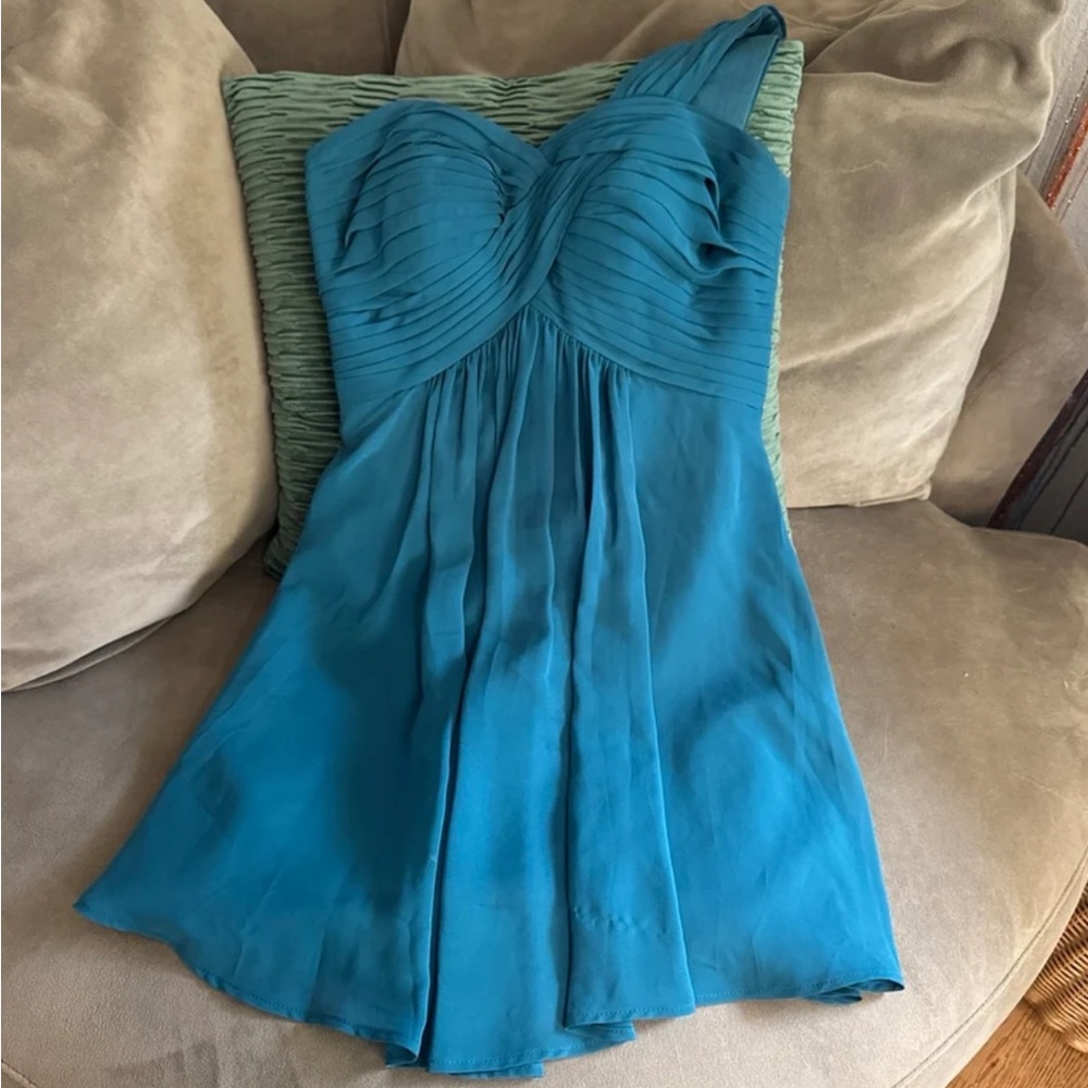 Azazie Teal One-Shoulder Bridesmaid Dress